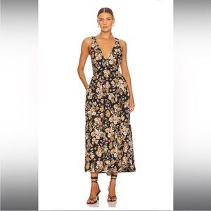 SHONA JOY Palermo Low Back Midi Dress in Black & Multi Size 10‎